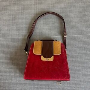 J Francis vintage red, brown, and tan handbag